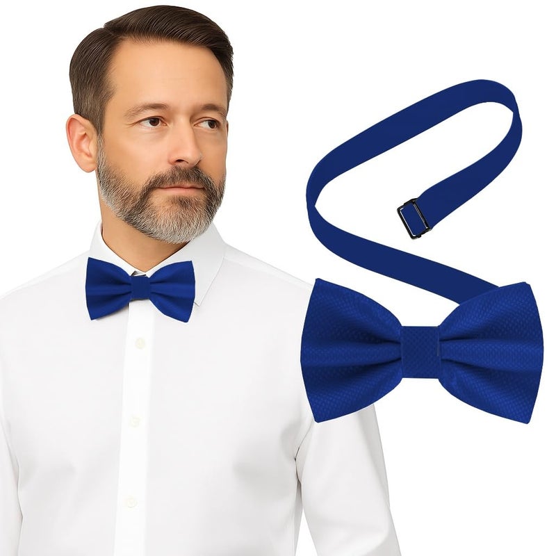 Man of Men Bow Tie for Men Polyester Solid Pretied Bowties Adjustable Tuxedos Bowtie for Weddings & Groomâ€™s Gift â€“ Bow Ties for Women (1, Navy Blue) - Image 1